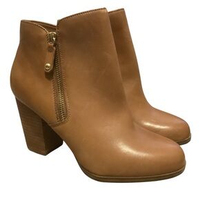 Aldo Tan Leather Ankle Boots with Side Zipper/ Size 9